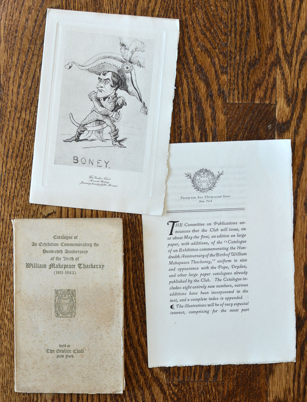 [Grolier Club | Ephemera] Catalogue of an Exhibition Commemorating the Hundredth Anniversary of William Makepeace Thackeray