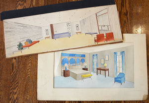 [Mid-Century Modern Design] Archive of Drawings & Renderings by Evelyn Lashin (Cohen)