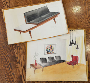 [Mid-Century Modern Design] Archive of Drawings & Renderings by Evelyn Lashin (Cohen)