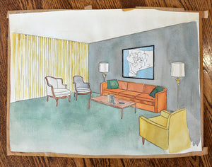 [Mid-Century Modern Design] Archive of Drawings & Renderings by Evelyn Lashin (Cohen)
