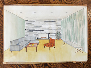[Mid-Century Modern Design] Archive of Drawings & Renderings by Evelyn Lashin (Cohen)