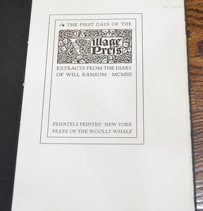 [Press of the Woolly Whale] First Days of the Village Press