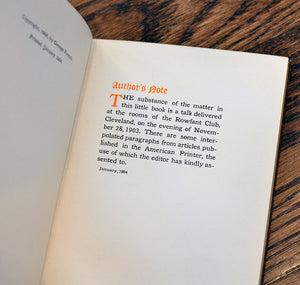 [Private Press | Rowfant Club] About Book Making