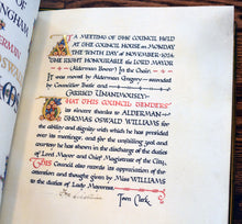 Load image into Gallery viewer, [Fine Binding | Frank Garrett] Illuminated Address on Vellum
