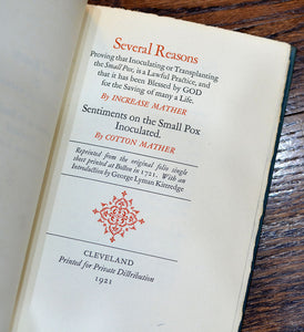 [Bruce Rogers | Limited to 95 Copies] Several Reasons Proving that Inoculating or Transplanting the Small Pox is a Lawful Practice...