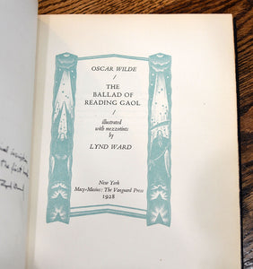 [Lynd Ward | Signed] The Ballad of Reading Gaol