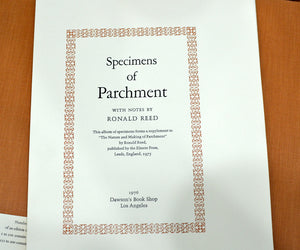 [Vellum Samples] Specimens of Parchment with Notes by Ronald Reed